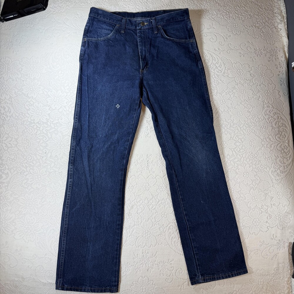 Rustler Jeans Mens 35x32 Blue Denim Regular Fit Straight Leg Dark Wash 87620SR